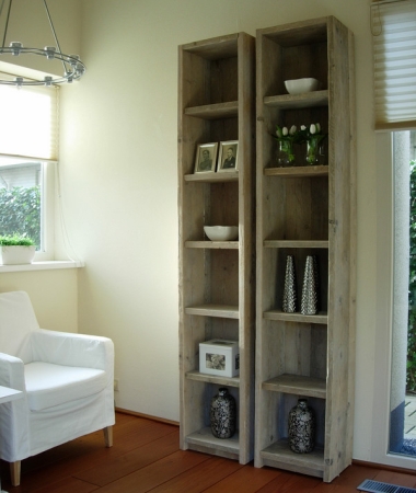 Steigerhouten boekenkast Langdeel
