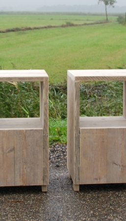 Steigerhouten kastje Lits